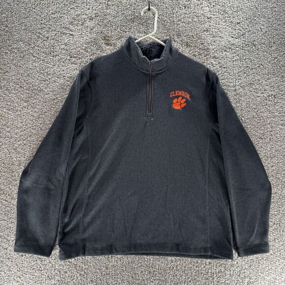Clemson Tigers Sweatshirt Mens Large Gray 1/4 Zip Champion Ribbed Pullover Adult - Picture 1 of 14
